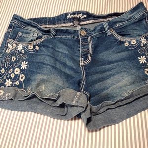 Denim embroidered shorts by Amethyst